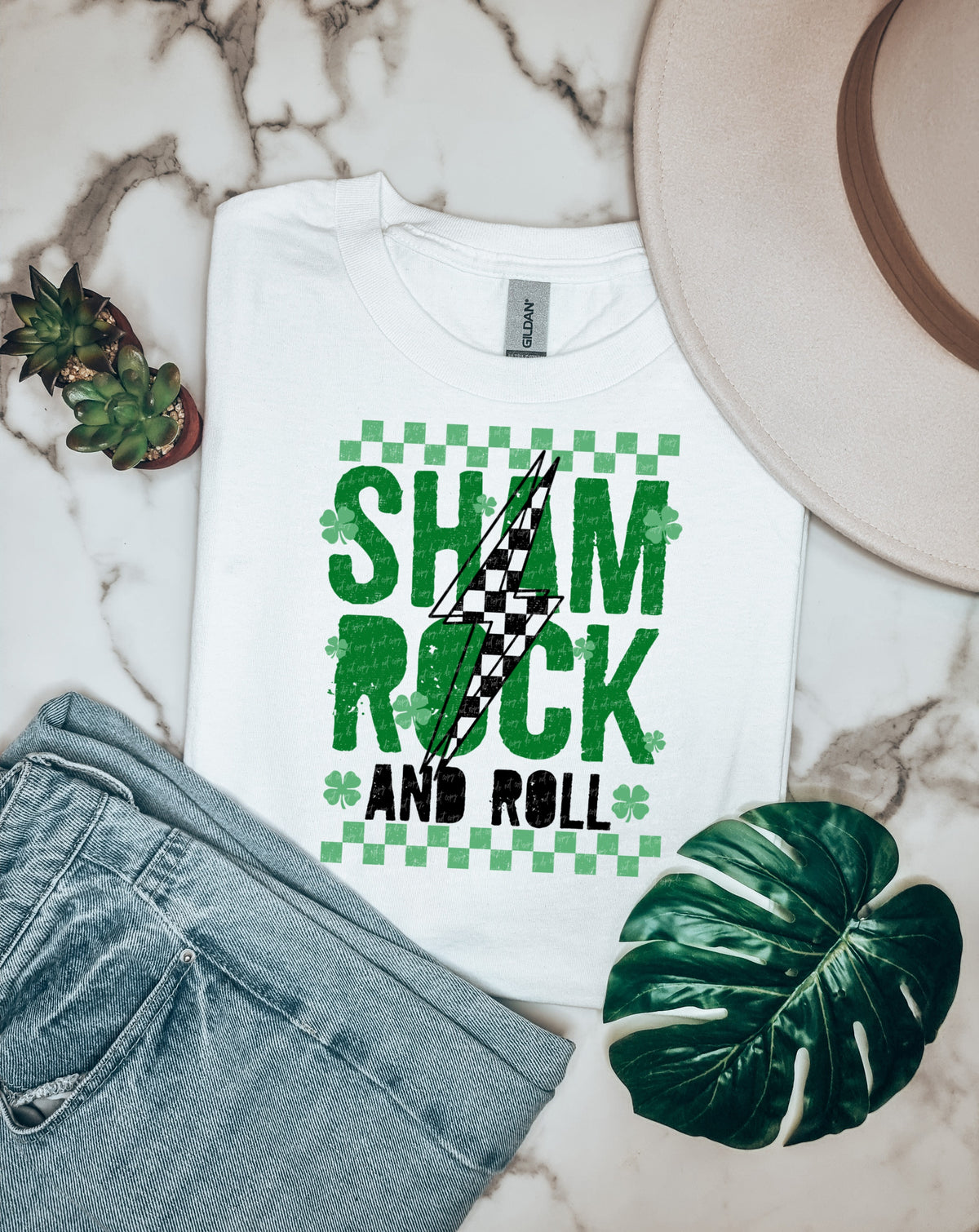 Sham rock and roll checkered 22034 DTF transfer