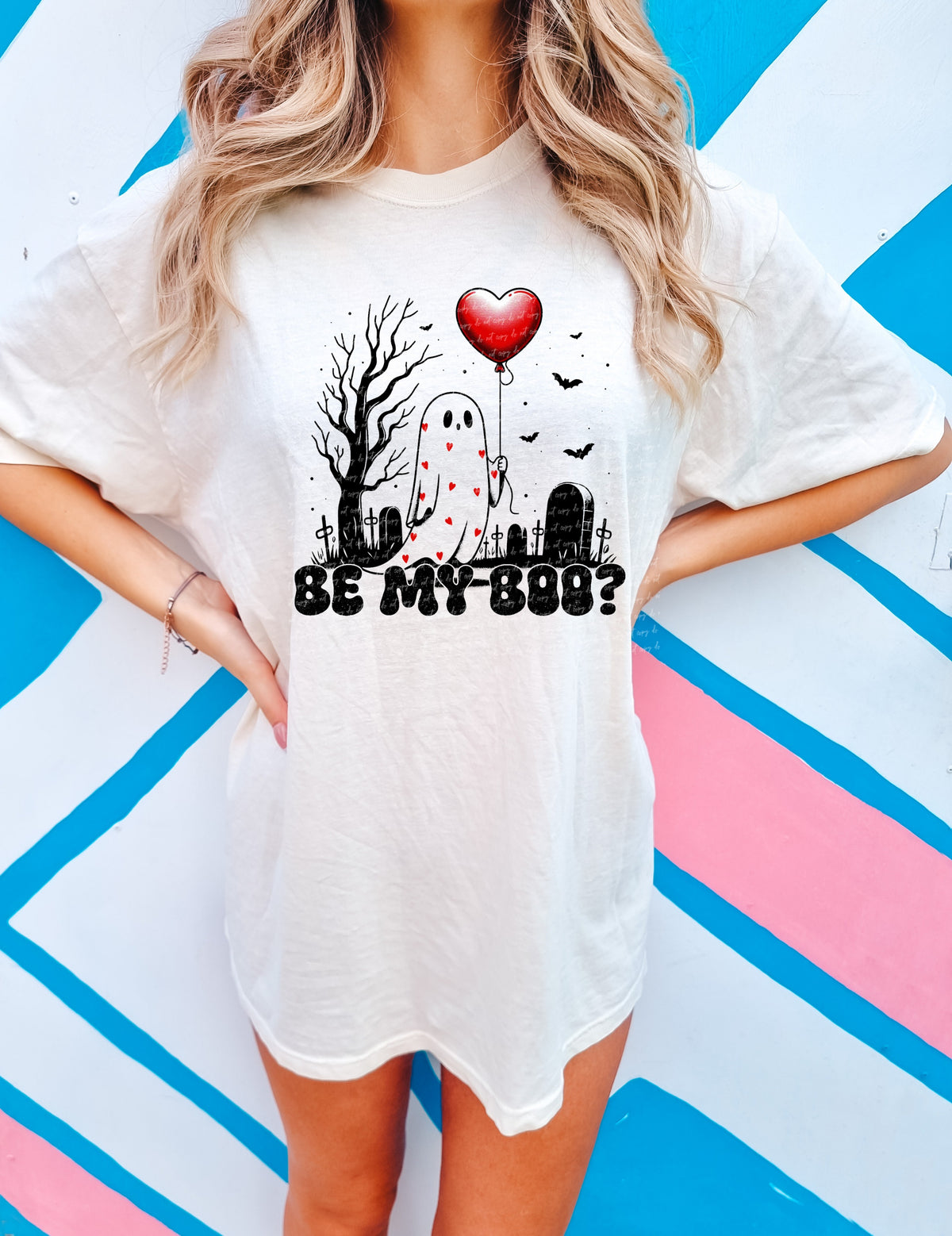 Be my boo? Ghost with heart balloon 22058 DTF transfer