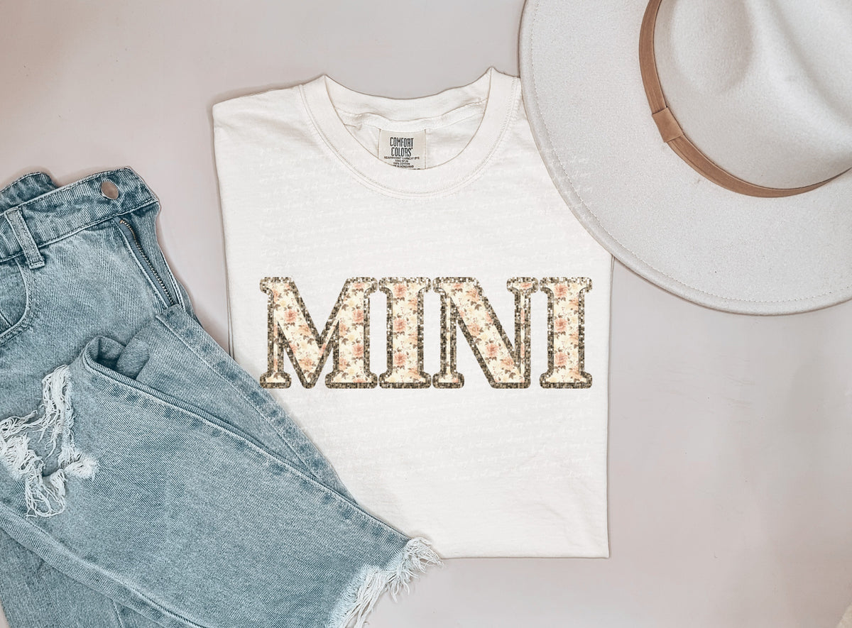 Mini floral filled GOLD GLITTER outline 22096 DTF transfer