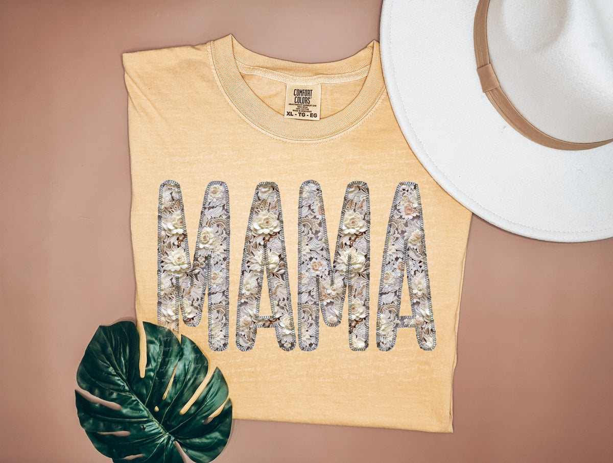 Mama floral filled GREY outline 22088 DTF transfer