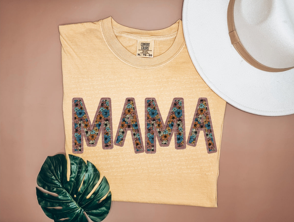Mama floral filled MAUVE outline 22087 DTF transfer