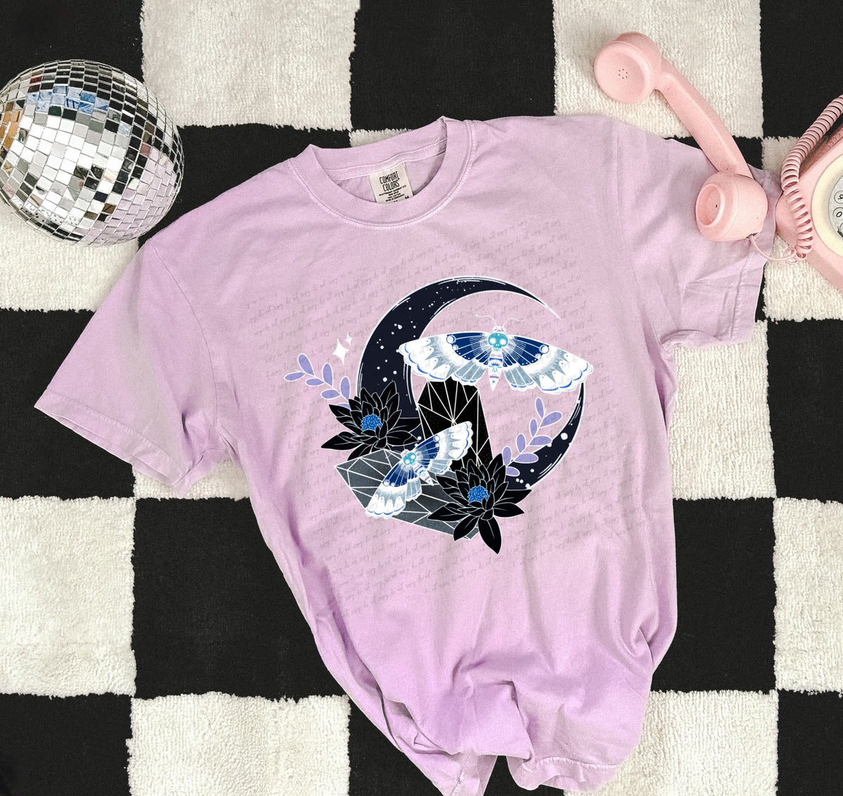 Black moon moth and crystals 22239 DTF transfer