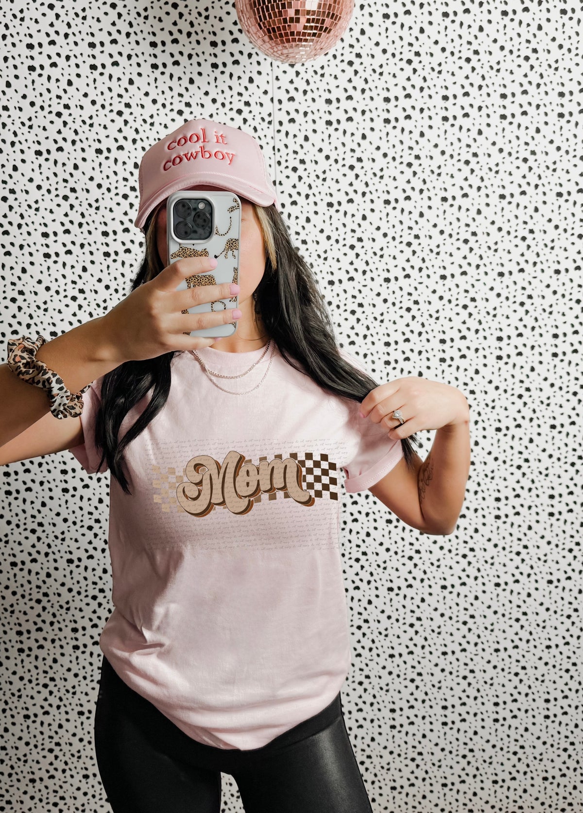 Mom tan checkered 22252 DTF transfer