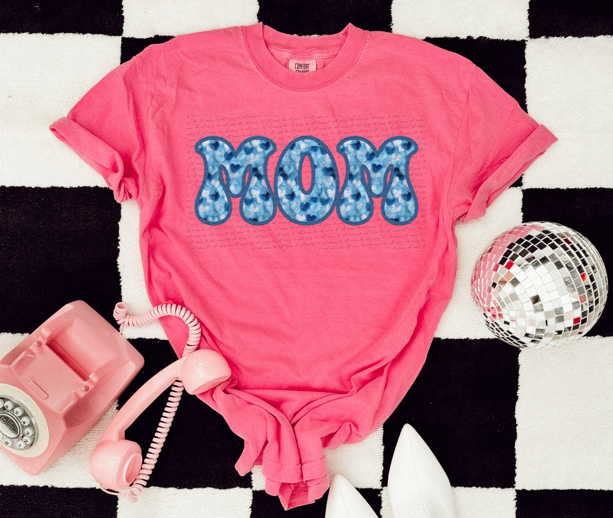 Mom blue heart filled  22193  DTF transfer