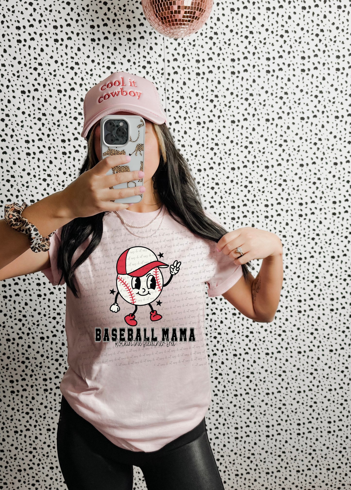 Baseball mama baseball face with hat 22200 DTF transfer