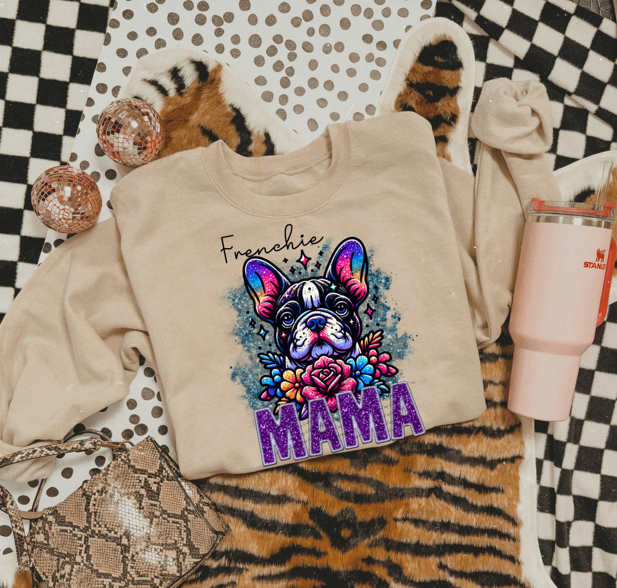 Frenchie mama BLACK and WHITE 22133 DTF transfer