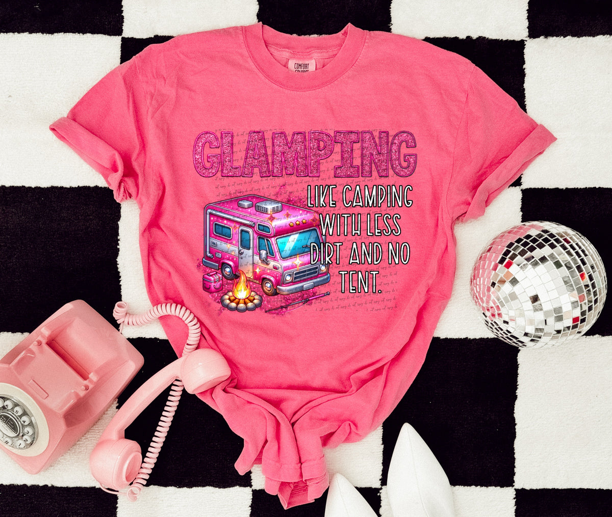 Glamping like camping with less dirt and no tent 22228 DTF transfer