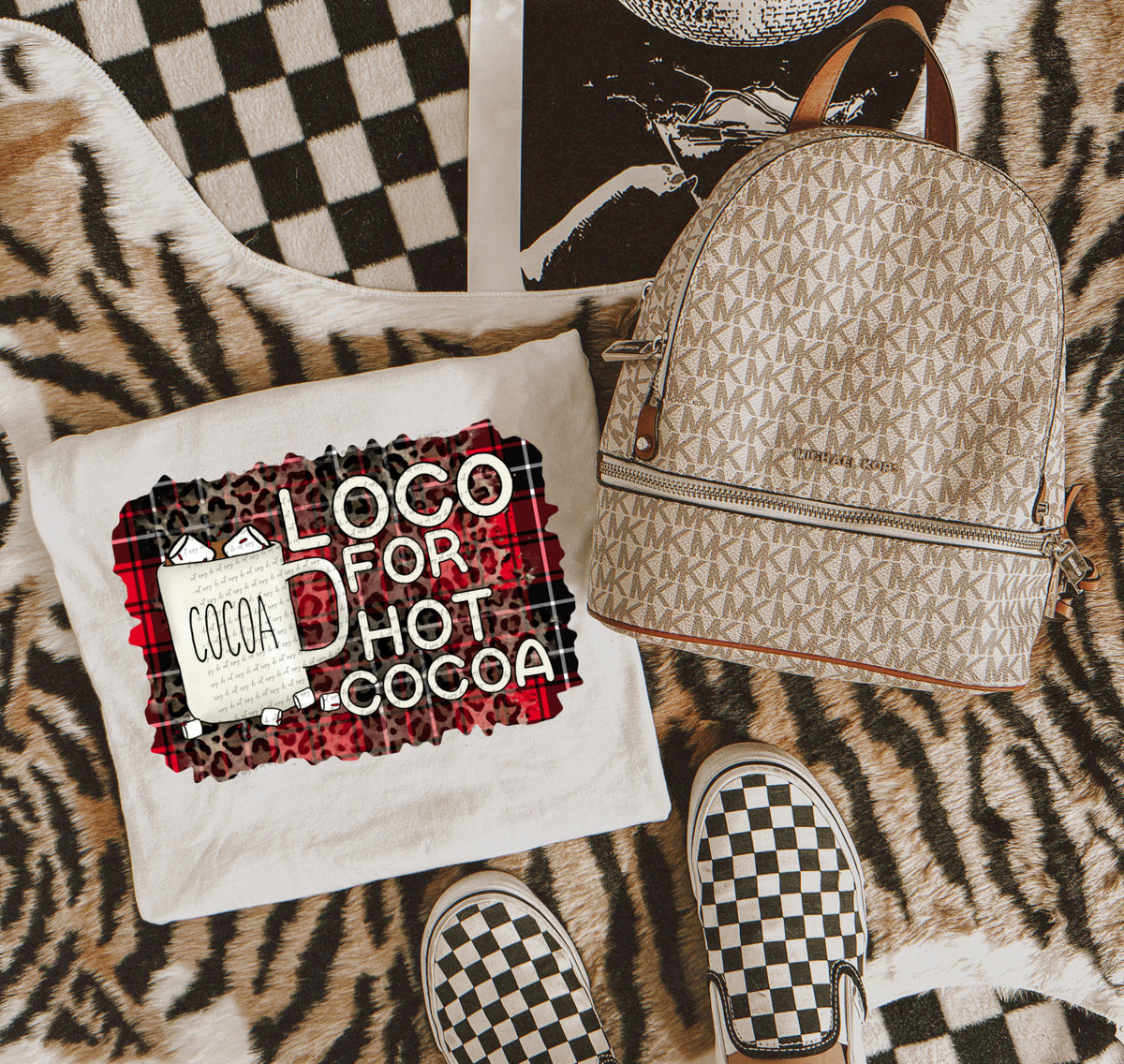 Loco for hot cocoa leopard plaid 22265 DTF transfer