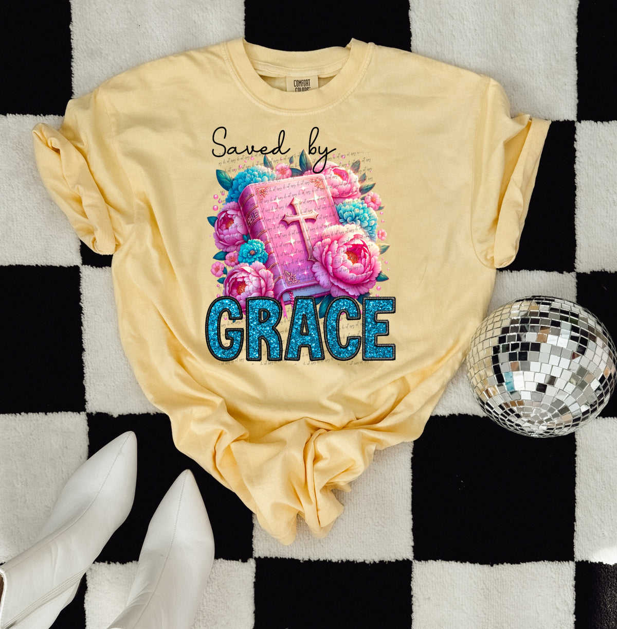 Saved by grace pink bible 22305 DTF transfer