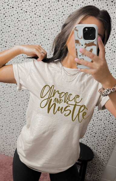 Grace and hustle GOLD screen print transfer