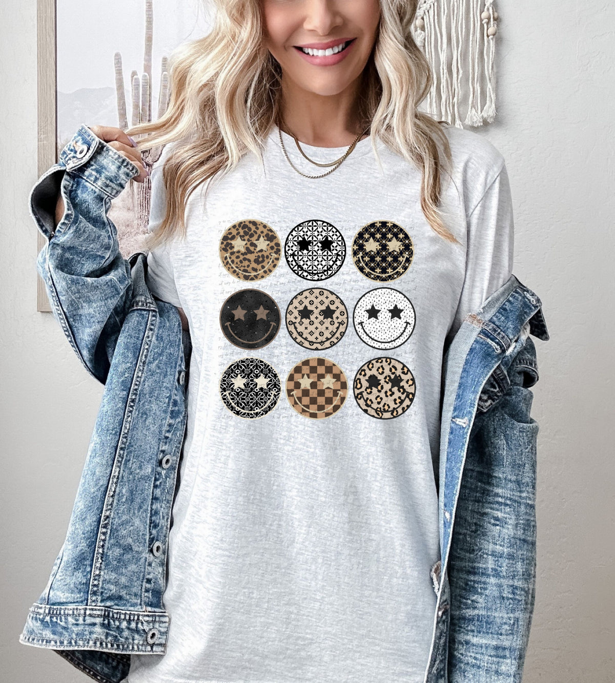 Smiley collage brown colors 22394 DTF transfer