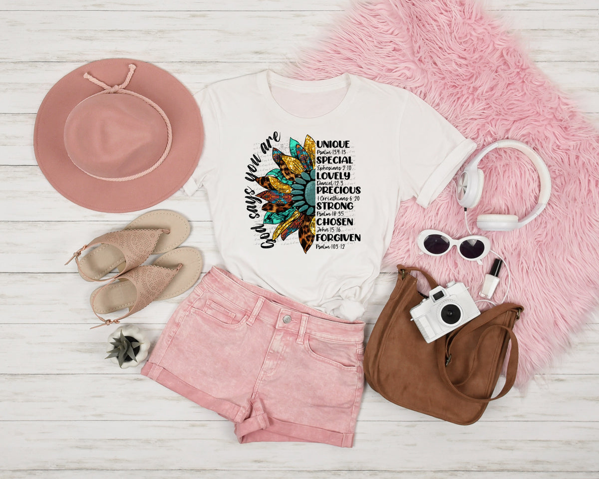 God says you are affirmations FLOWER 22416 DTF transfer