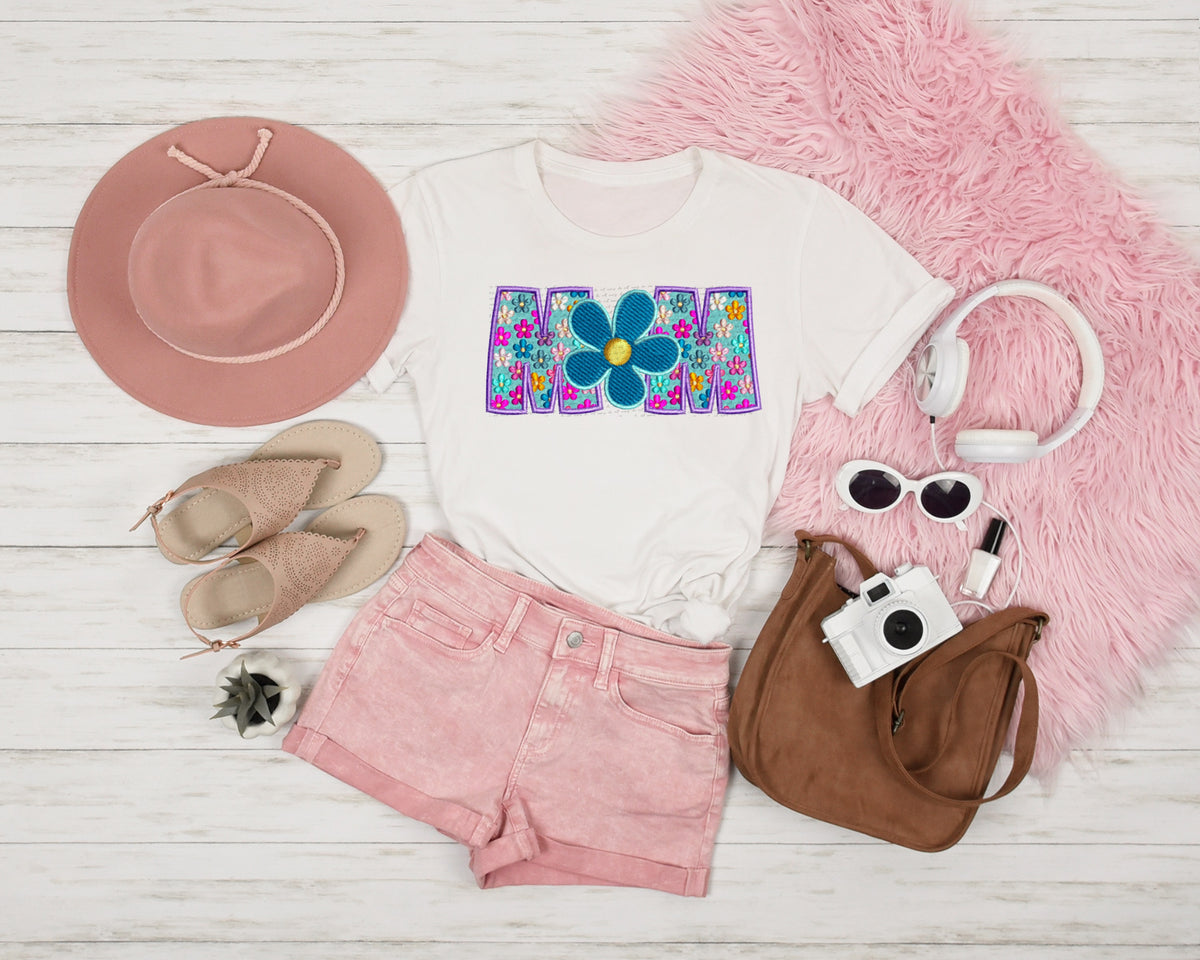 Mom blue purple floral filled 22417 DTF transfer