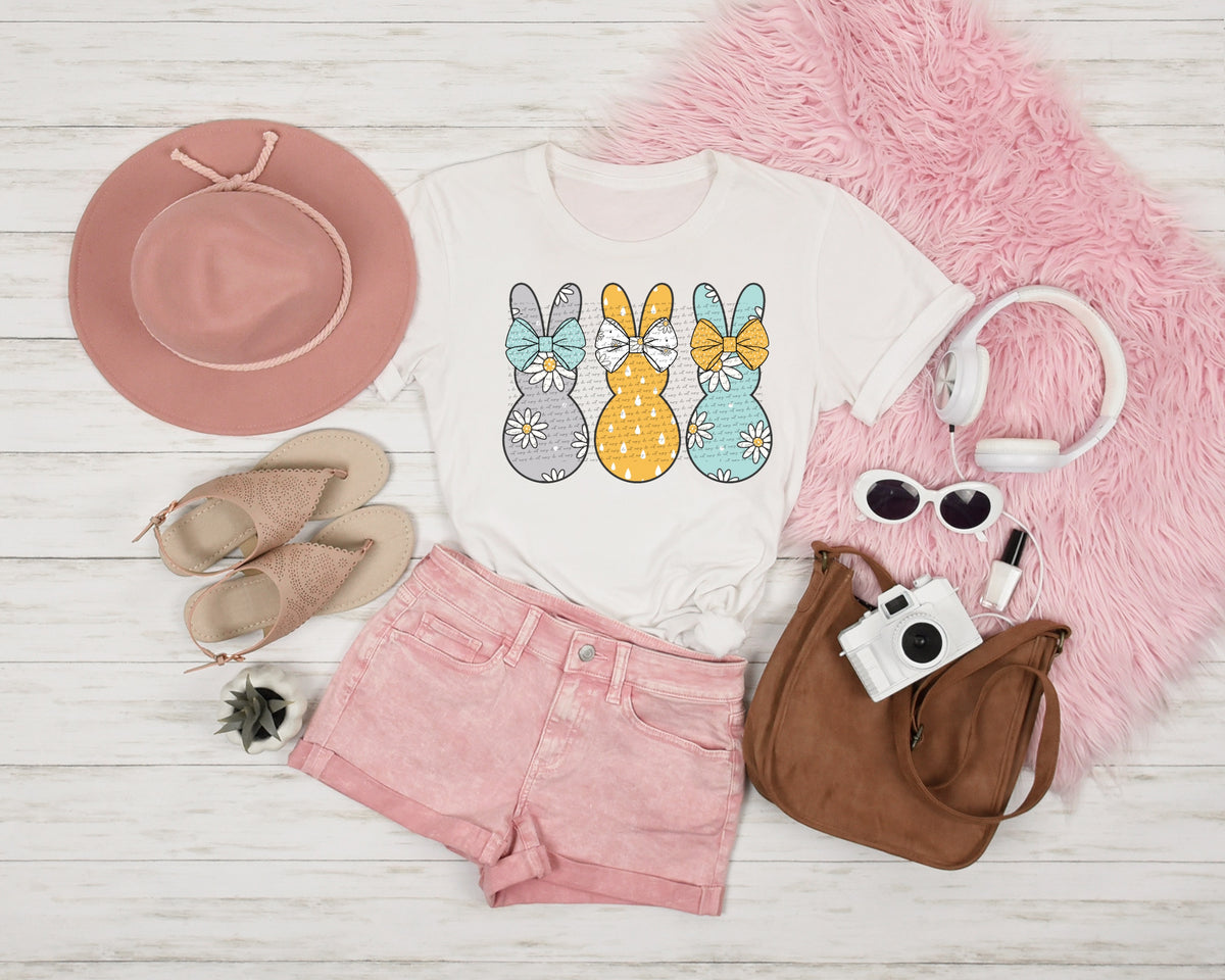 Pastel bunny trio 22419 DTF transfer