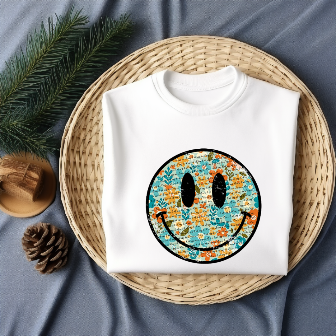 Smiley fall color floral 22424 DTF transfer