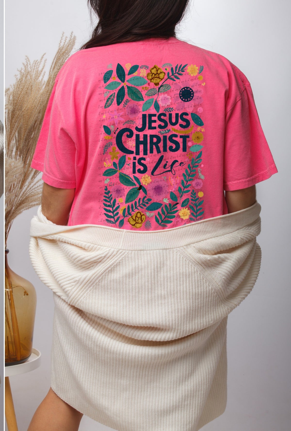 Jesus christ is life floral back 22405 DTF transfer