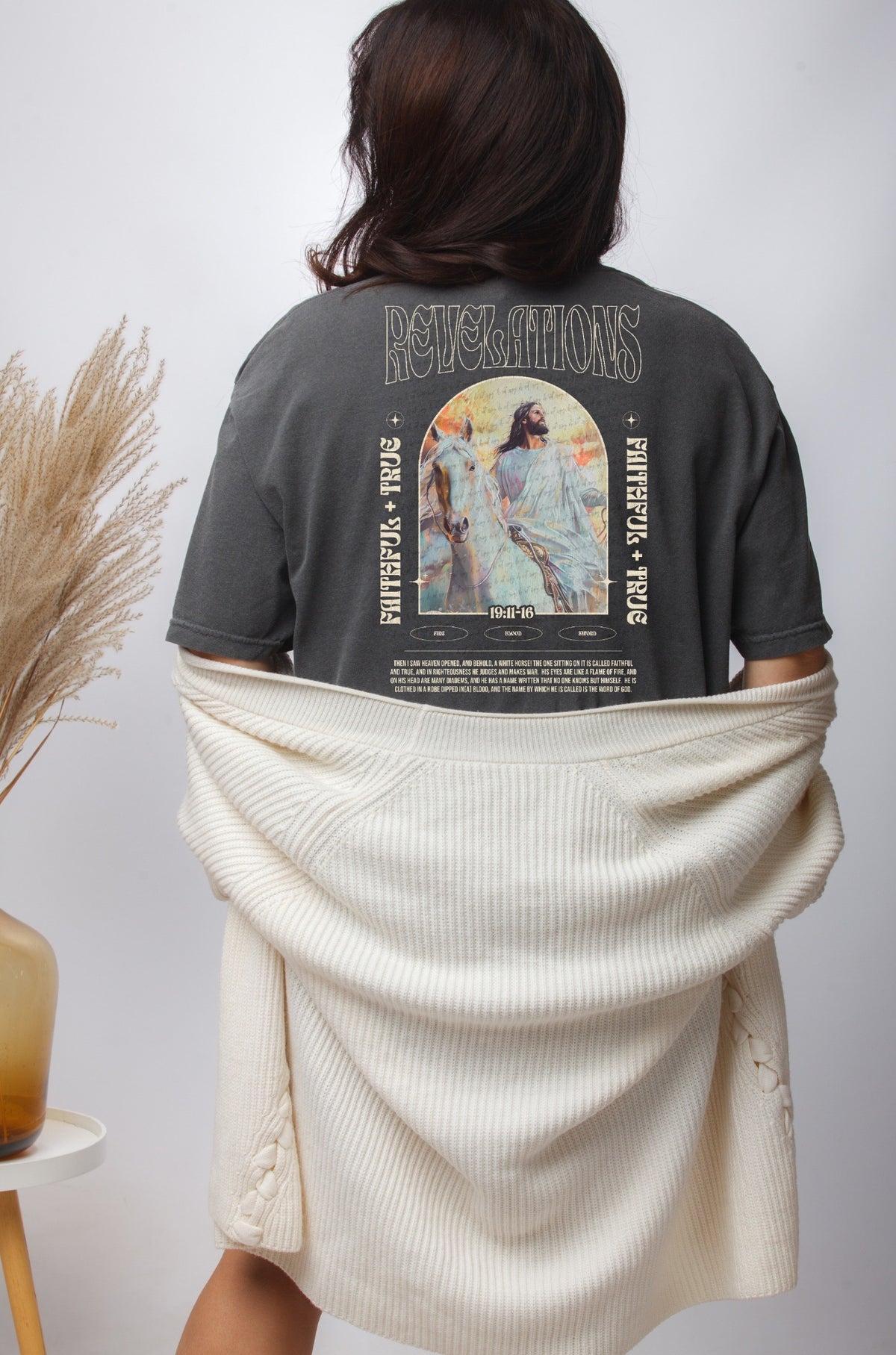 Revelations Jesus faithful true OUTLINE  22431 DTF transfer