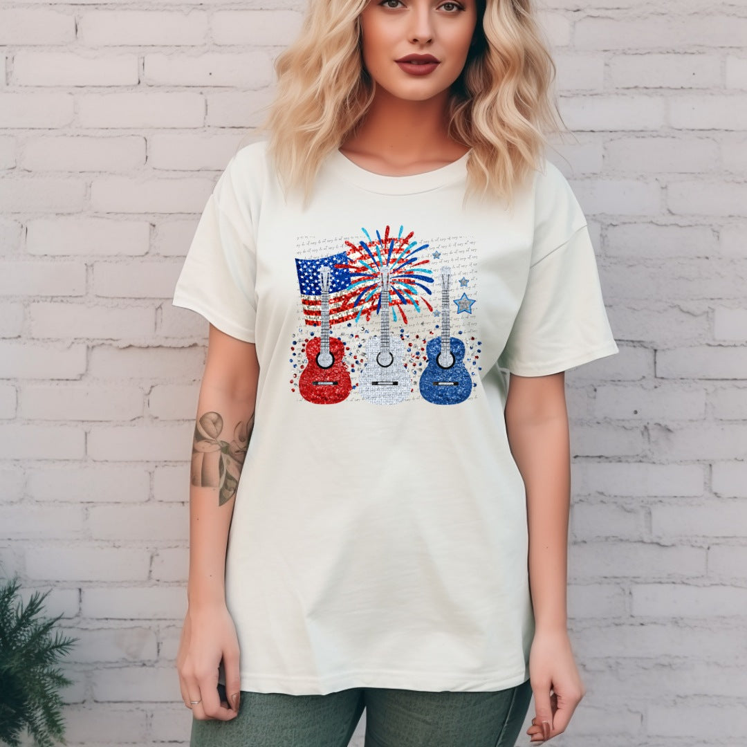 Guitar trio red white and blue 22399 DTF transfer