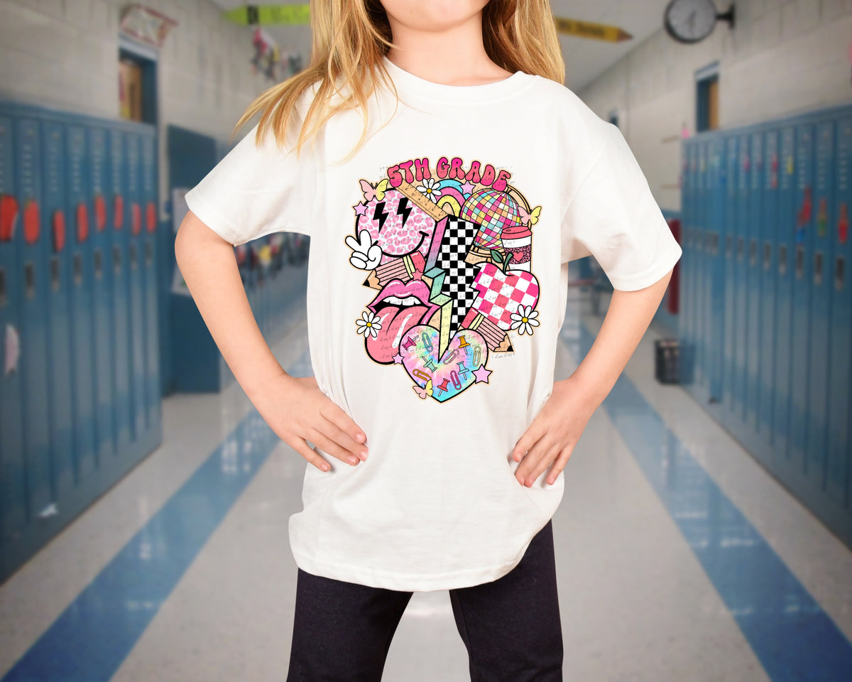 5th grade pink retro 22531 DTF transfer