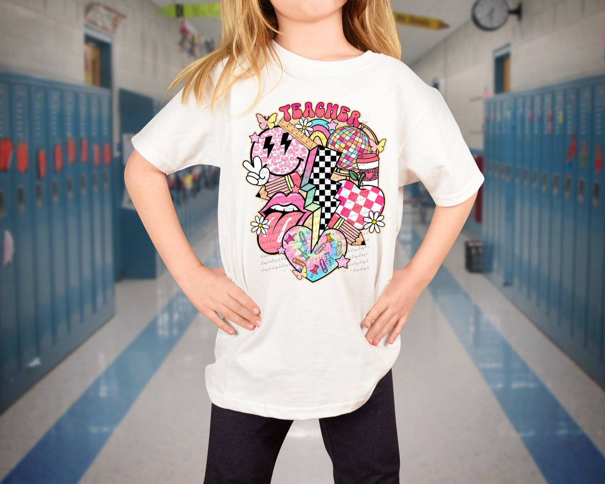 Teacher pink retro 22535 DTF transfer