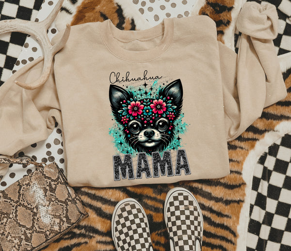 Chihuahua mama black SEQUIN 22498 DTF transfer