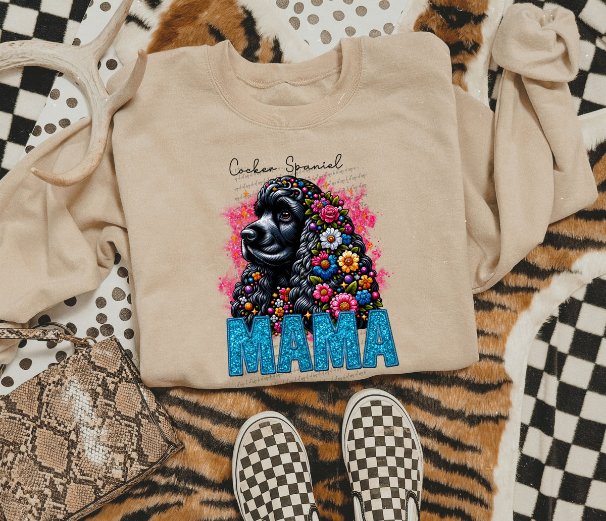 Cocker spanial black mama SEQUIN 22496 DTF transfer