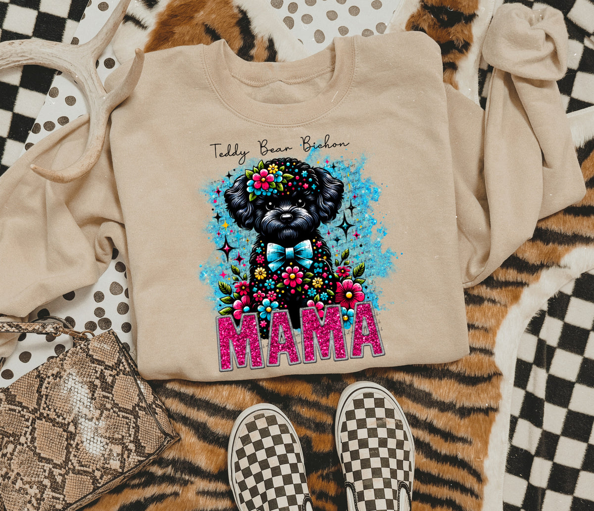 Teddy bear bichon mama SEQUIN 22491 DTF transfer
