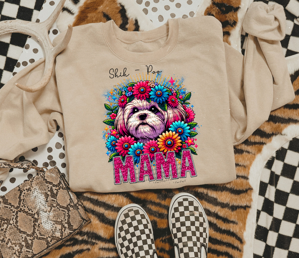 Shih poo mama SEQUIN 22483 DTF transfer
