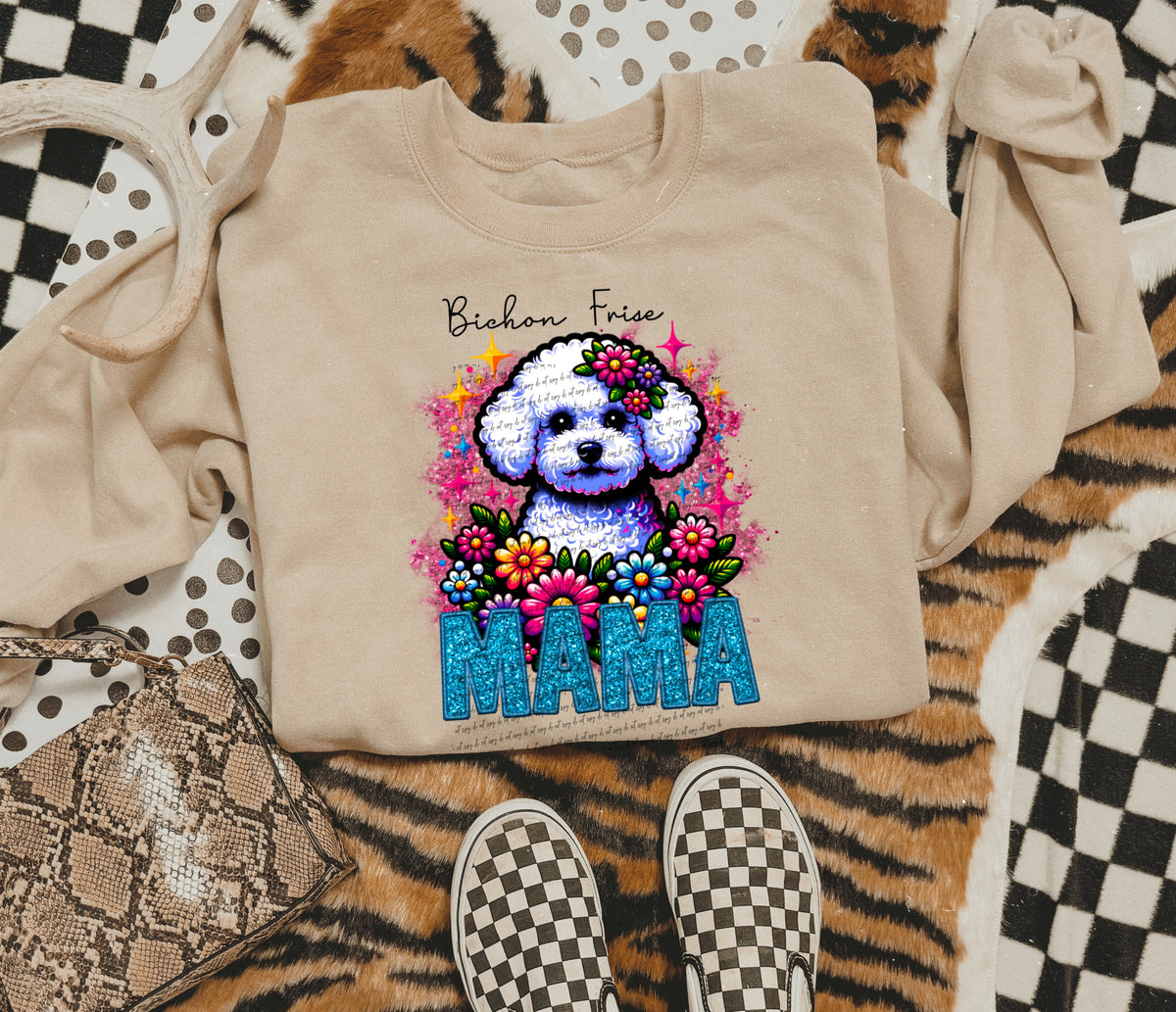 Bichon frise mama SEQUIN 22473 DTF transfer