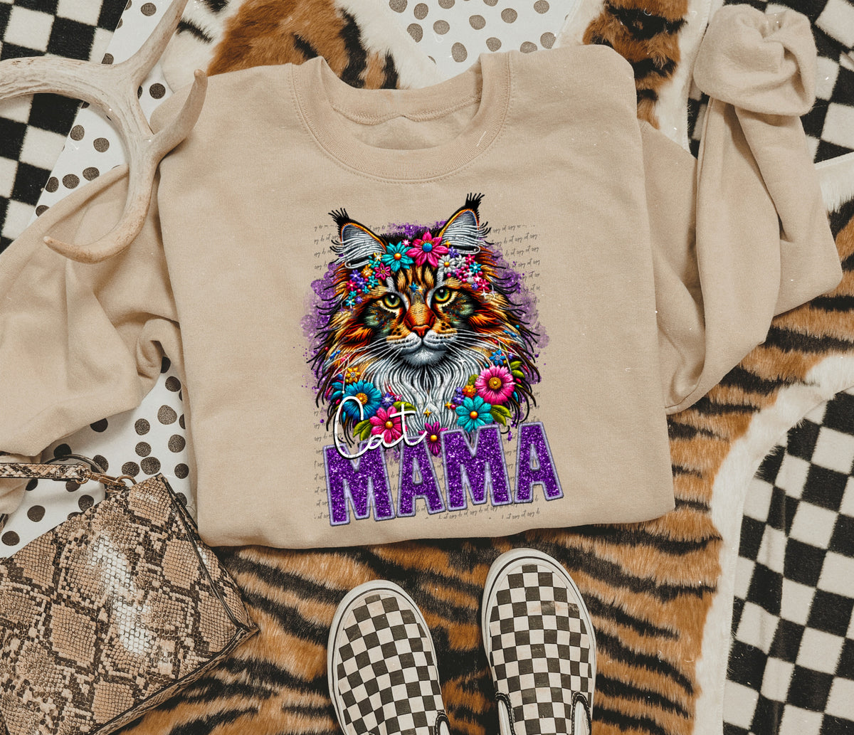Cat mama yellow and white SEQUIN 22471 DTF transfer
