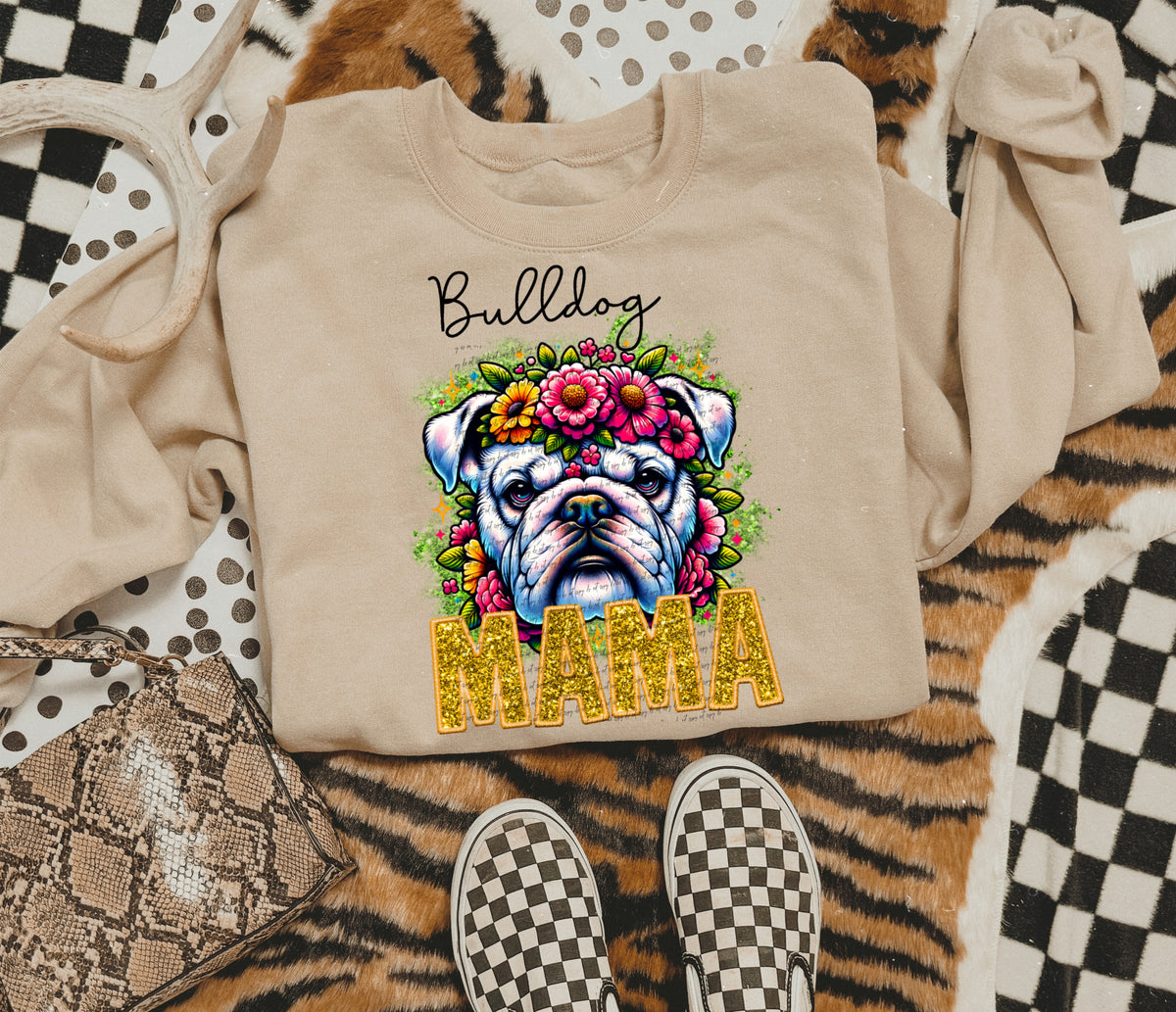 Bulldog white mama SEQUIN 22470 DTF transfer