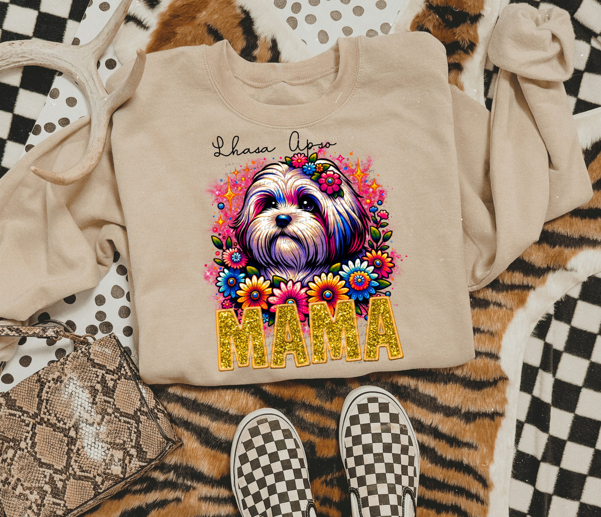 Lhasa apso mama SEQUIN 22466 DTF transfer