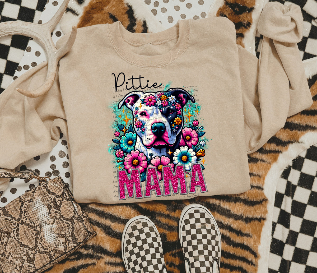 Pittie black and white mama SEQUIN 22457 DTF transfer