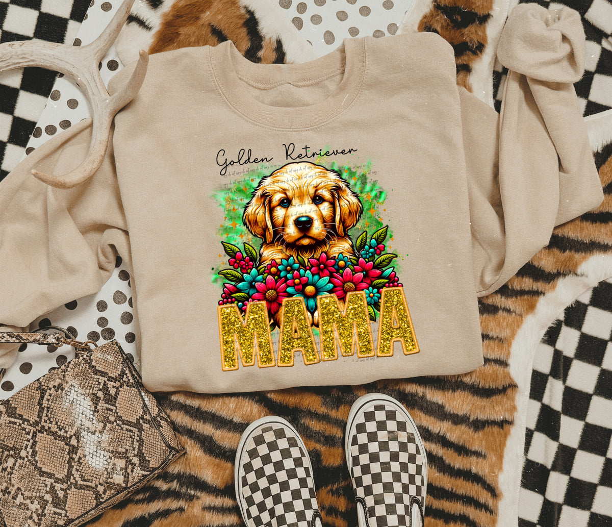 Golden retriever mama SEQUIN 22454 DTF transfer
