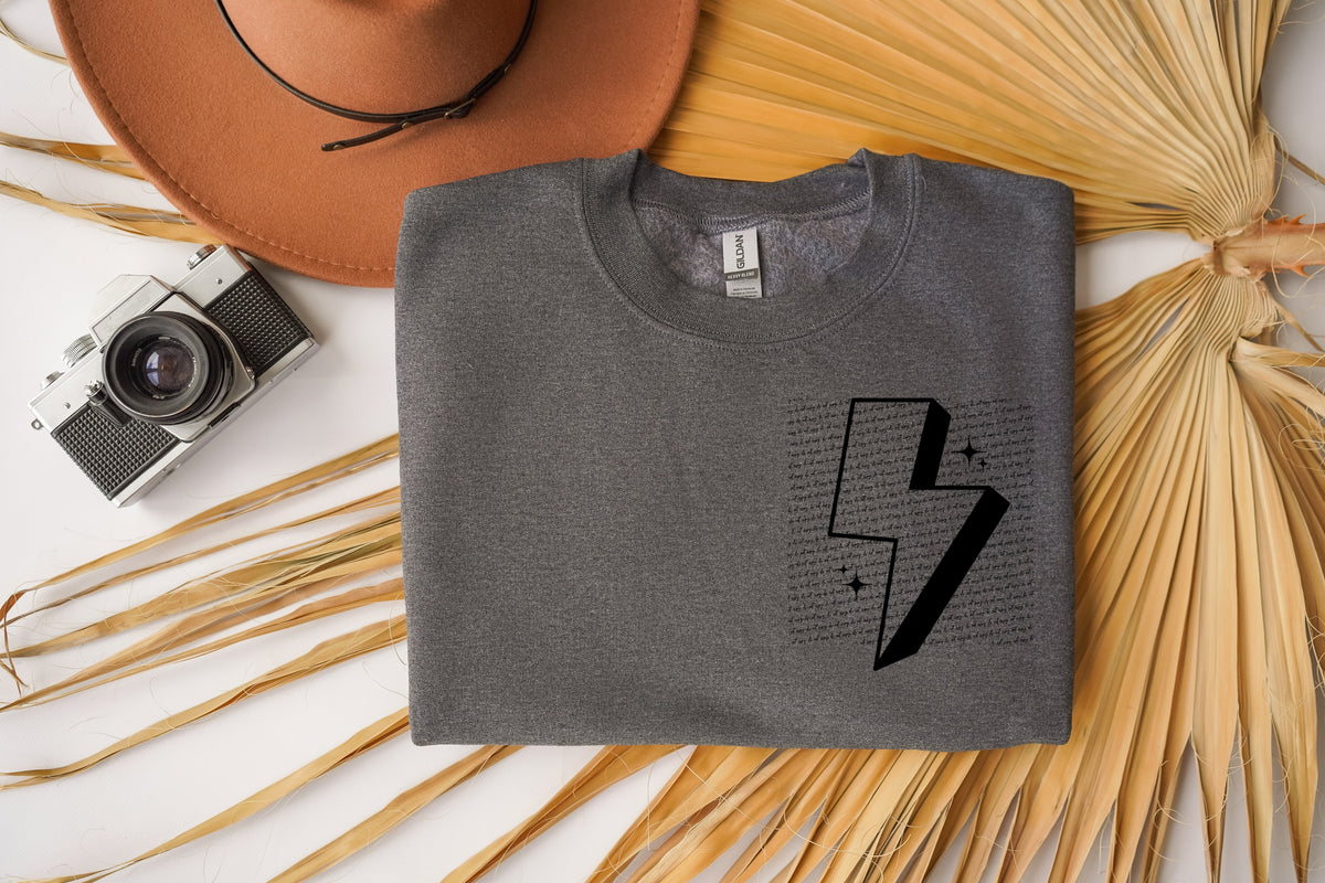 Lightening bolt BLACK pocket CHOOSE SIZE 22567 DTF transfer