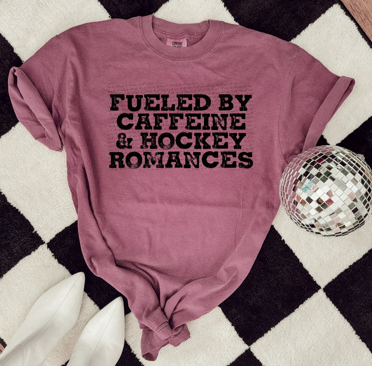 Fueled by caffeine and hockey romances 22592 DTF transfer