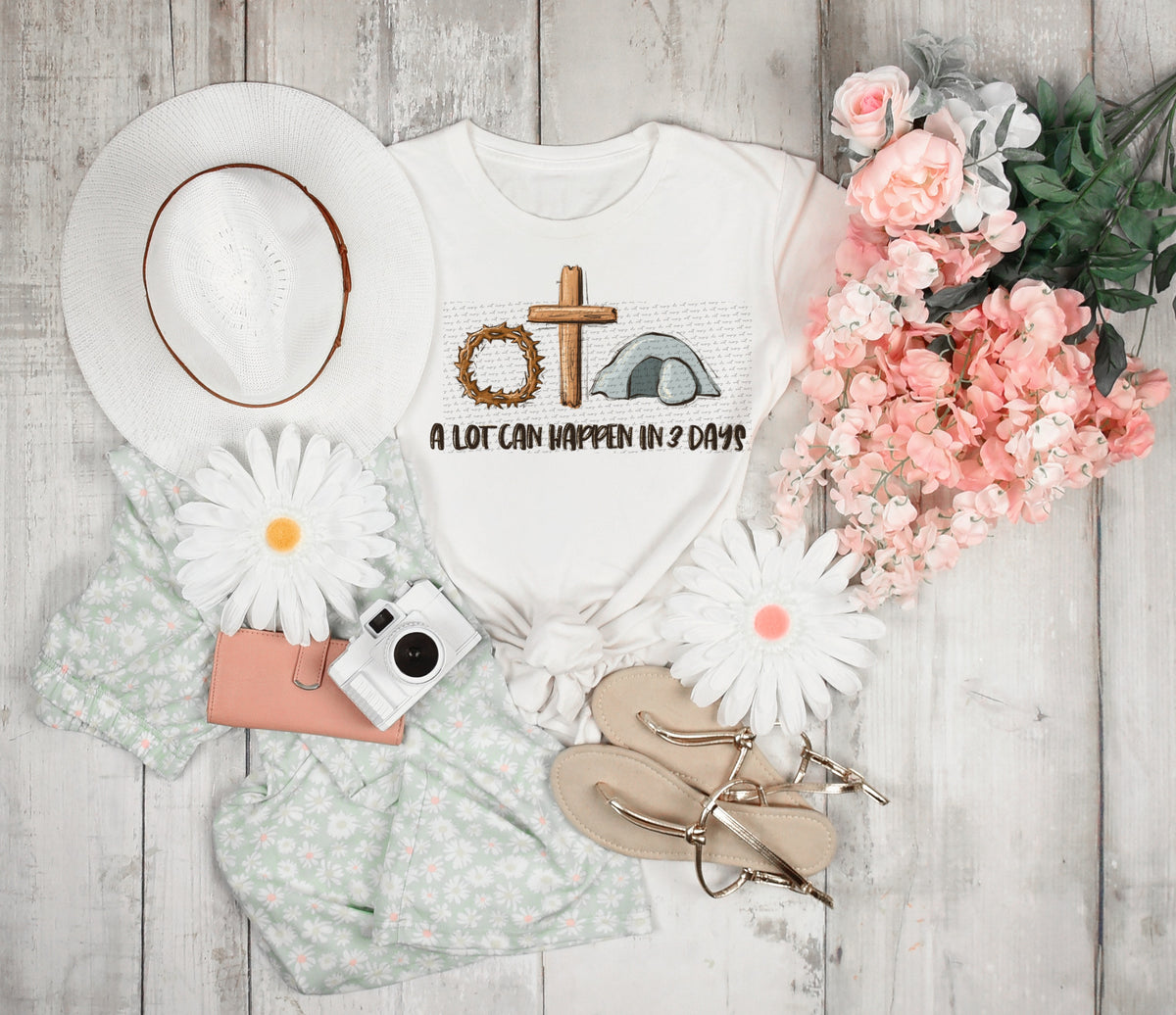 A lot can happen in 3 days (crown, cross, stone) 22635   DTF transfer