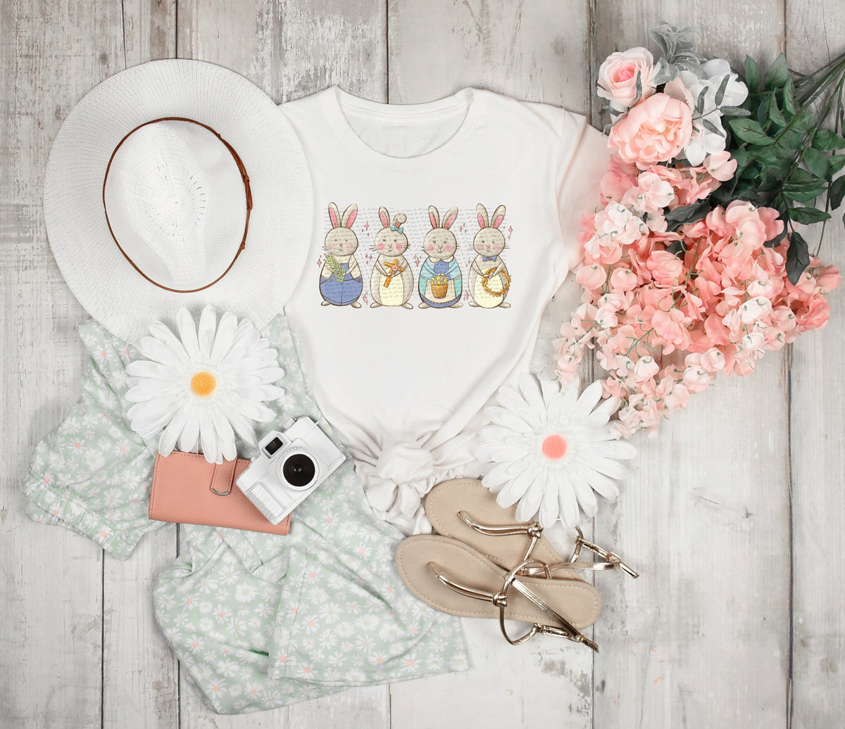 Vintage easter bunnies 22634   DTF transfer