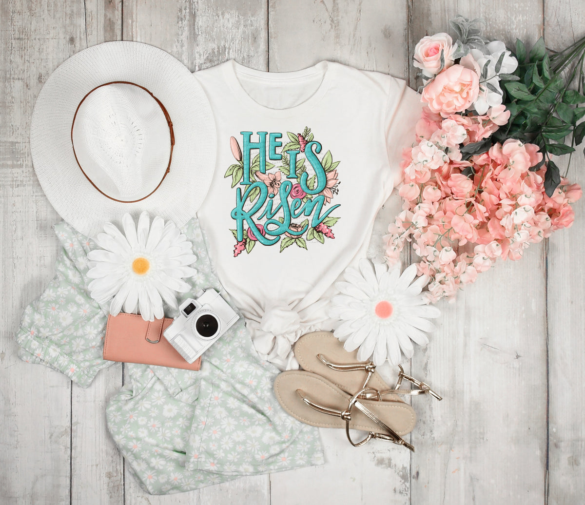 He is risen floral blue 22633   DTF transfer