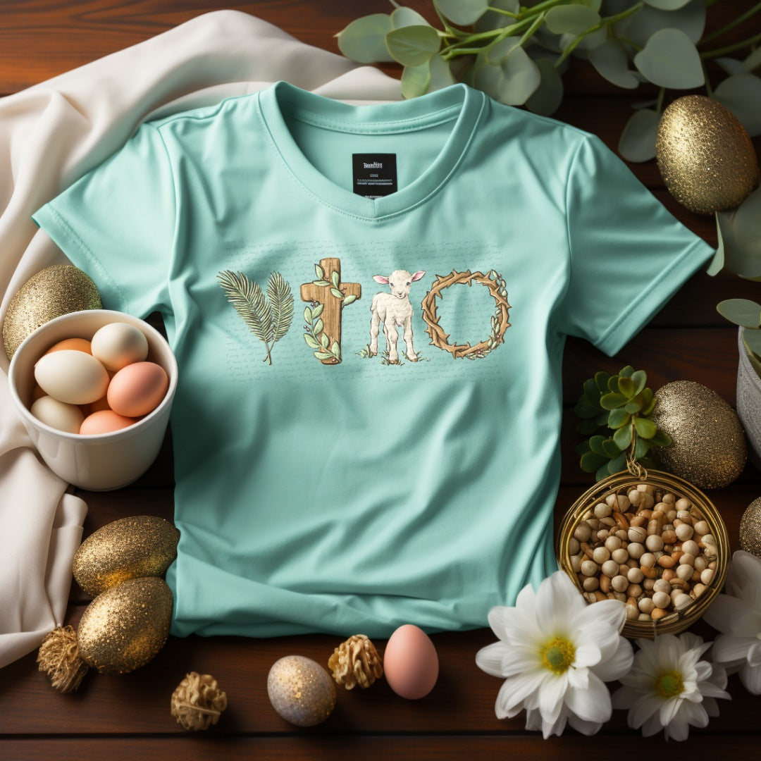 Palm leaves cross lamb crown 22640 DTF transfer