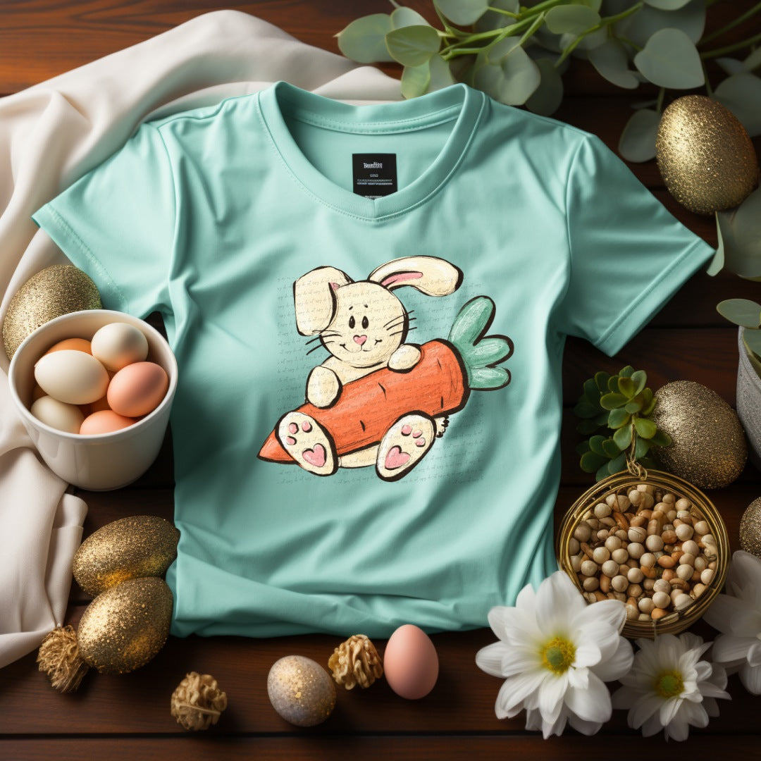 Vintage bunny with carrot 22649 DTF transfer