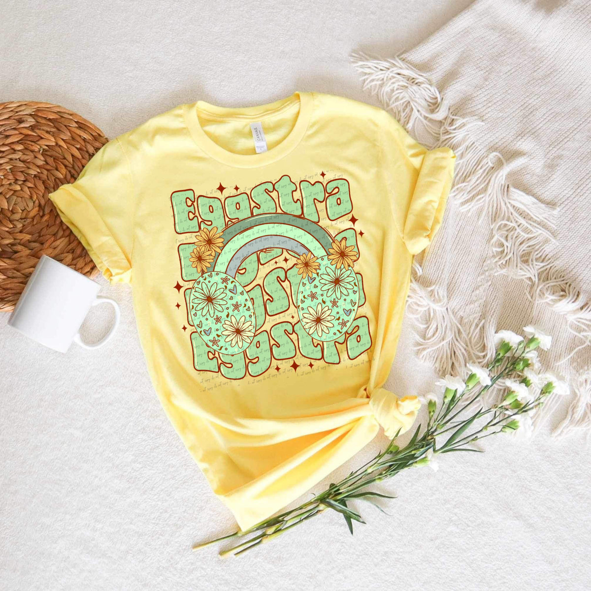 Eggstra with rainbow green 22685 DTF transfer