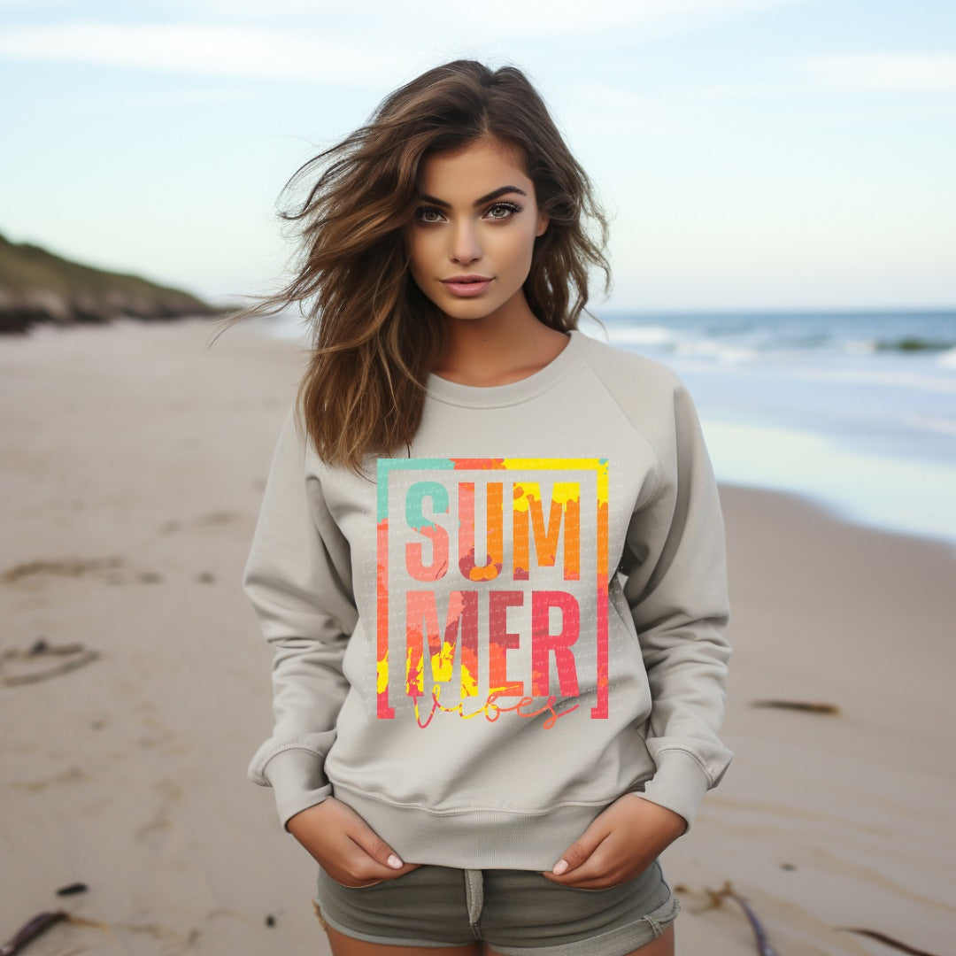 Summer vibes colorful square 22725 DTF transfer