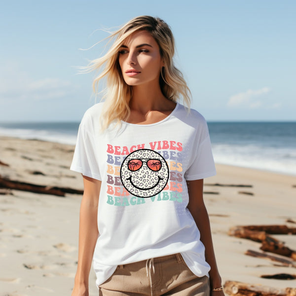 Beach vibes stacked leopard smiley 22720 DTF transfer