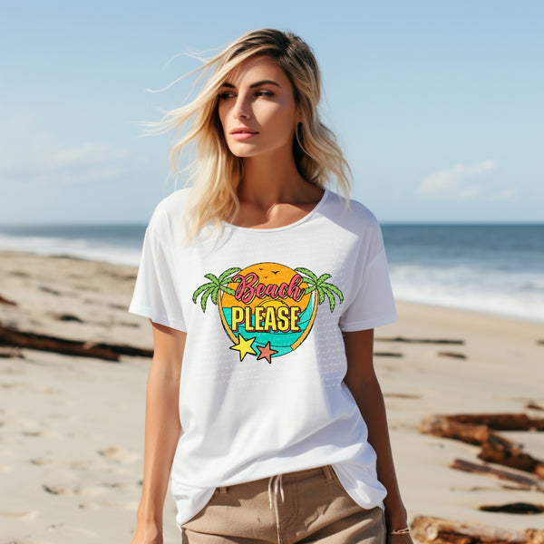 Beach please circle beach scene palm trees 22718 DTF transfer