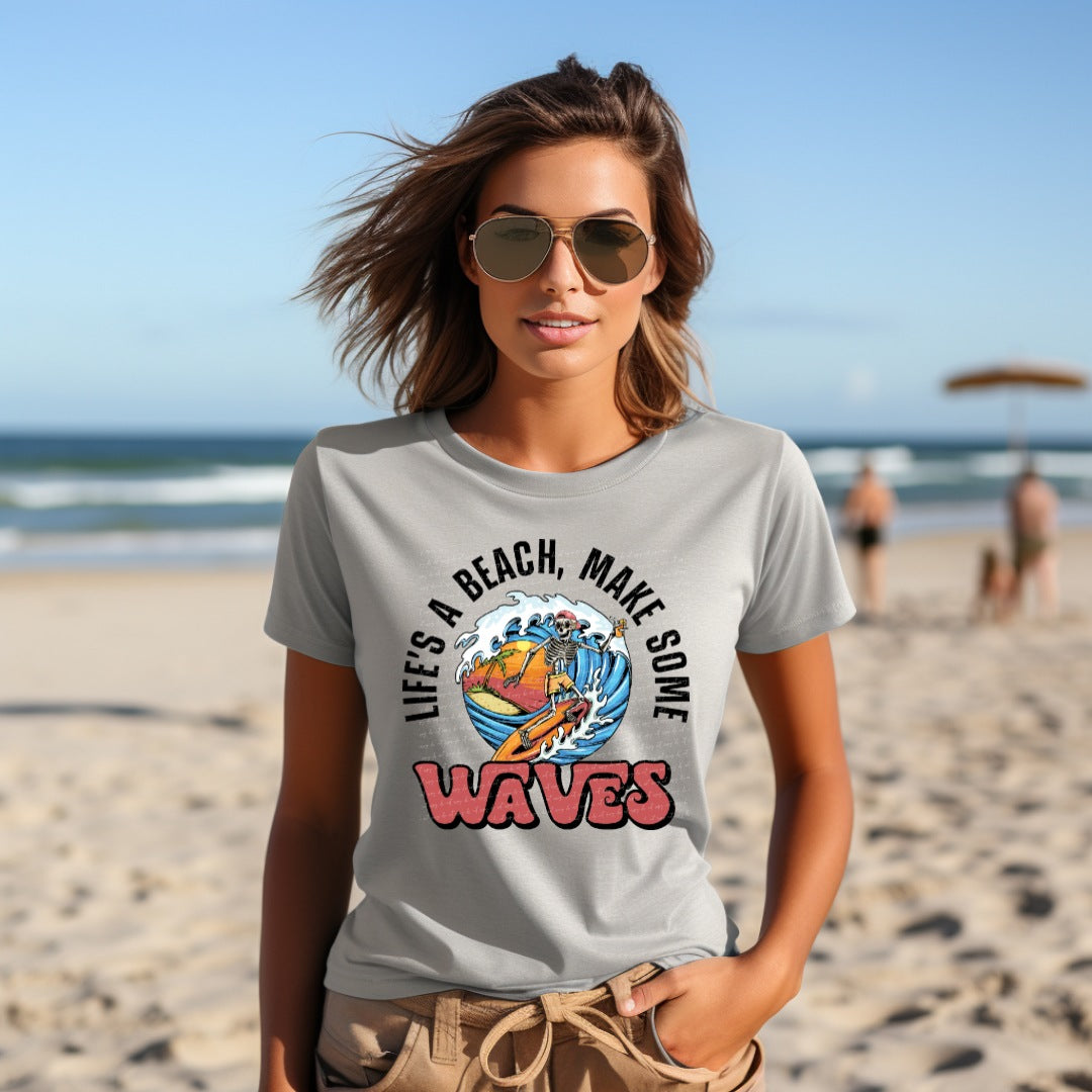 Lifes a beach make some waves 22748 DTF transfer