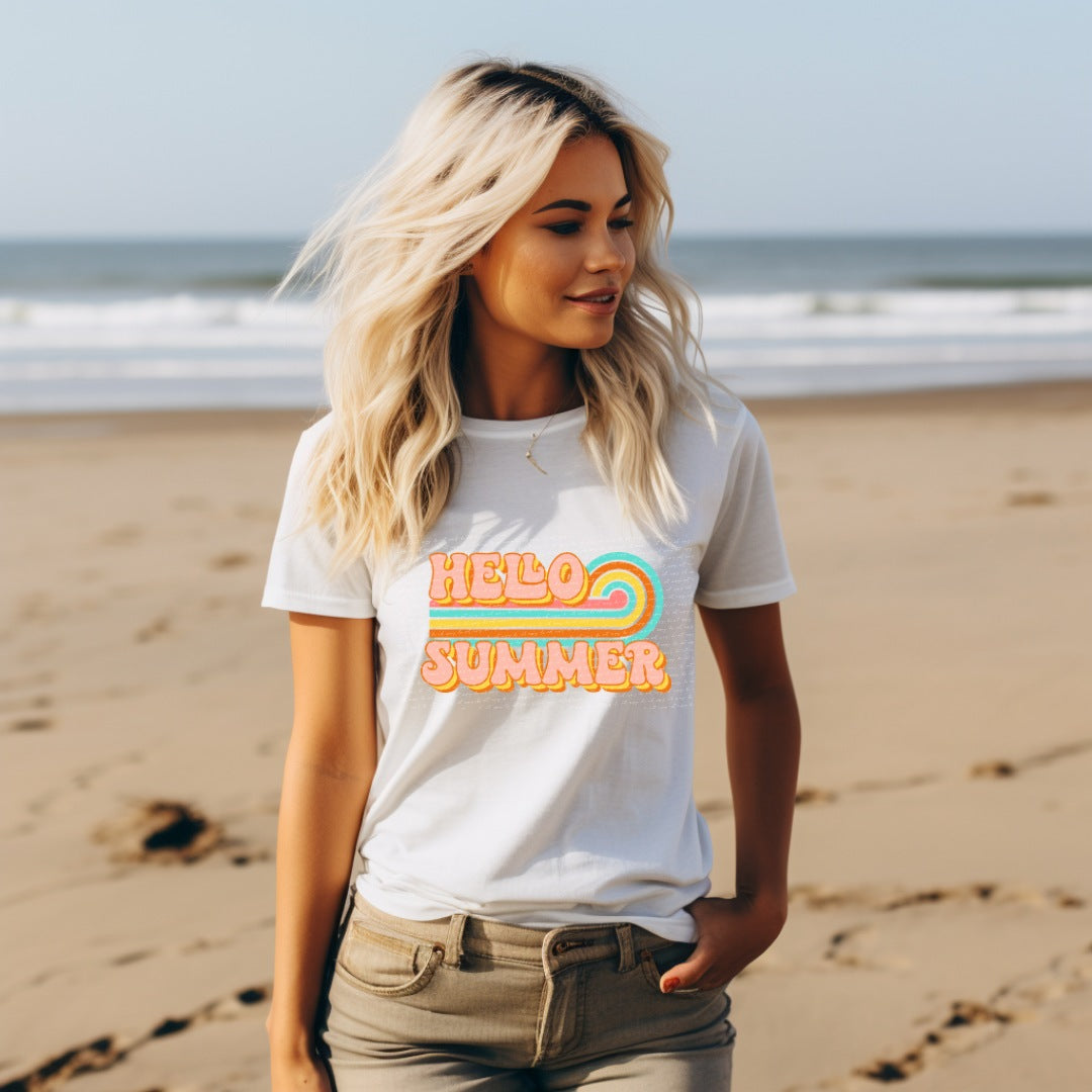 Hello summer retro 22742 DTF transfer