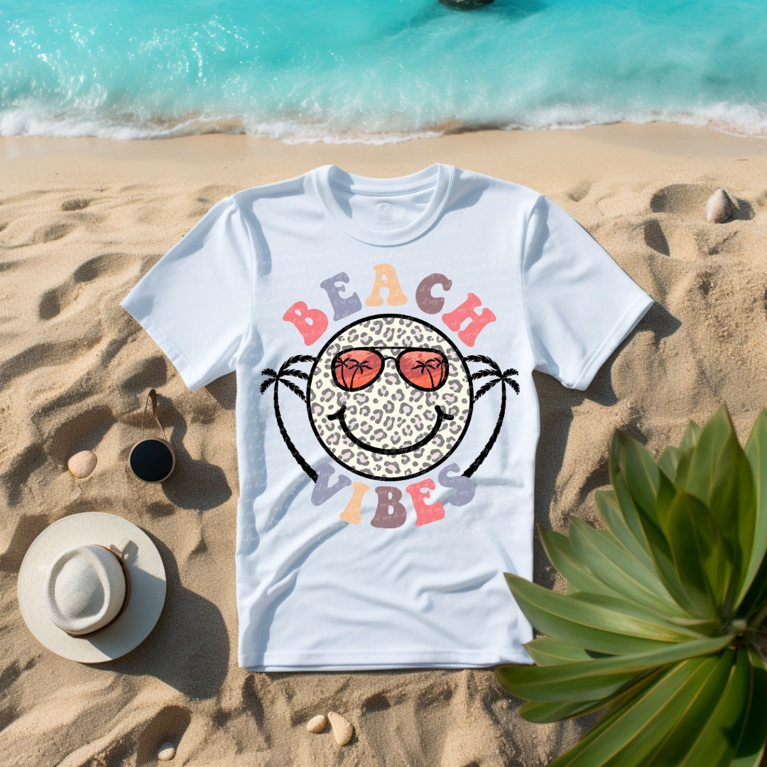 Beach vibes leopard smiley 22756 DTF transfer