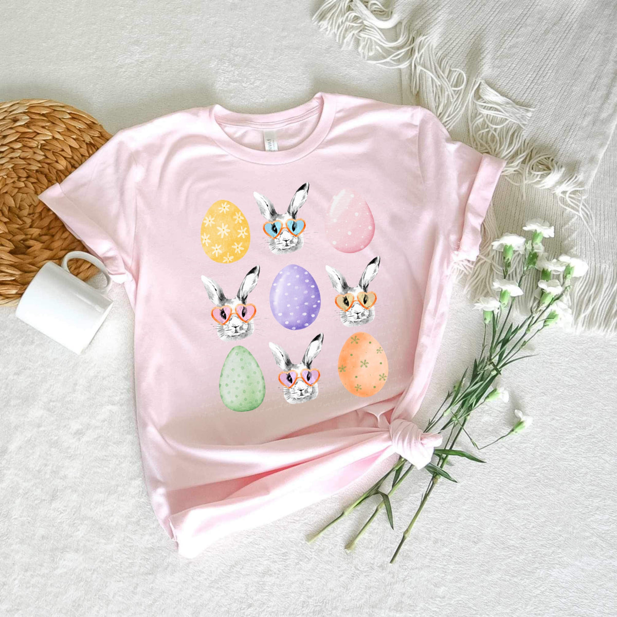 Bunny and egg collage muted  22773 DTF transfer