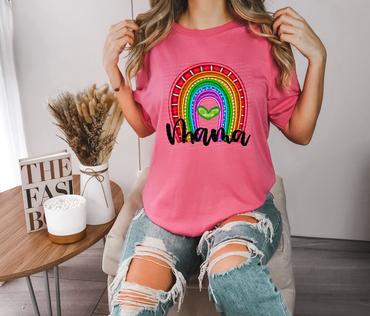 Mama embroidered rainbow 22798 DTF transfer